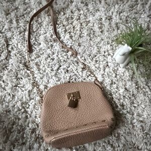 Stylish Beige tan cute vintage lock Crossbody Bag with Gold Accents your style